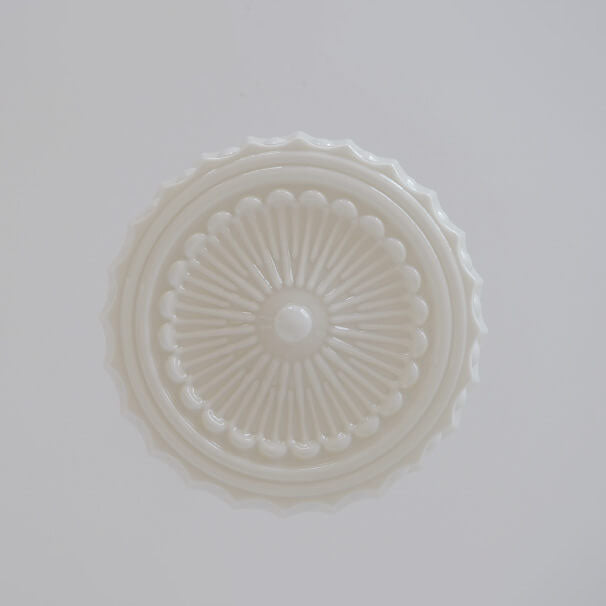 Vintage French Frosted Glass Drum Ceiling Light