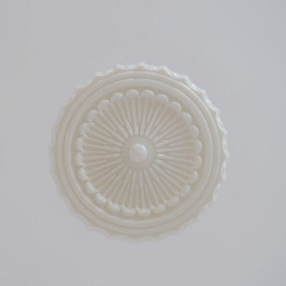 Vintage French Frosted Glass Drum Ceiling Light