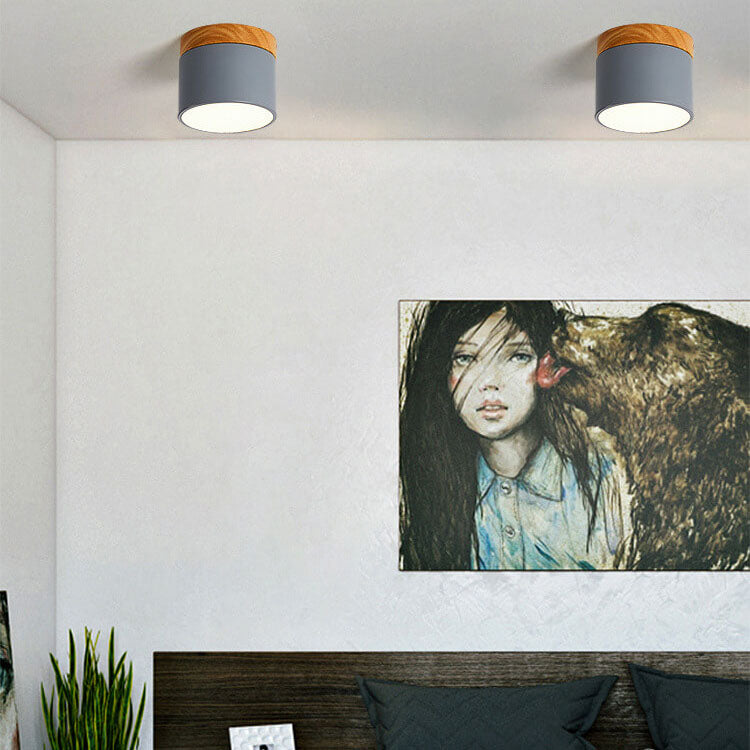 Modern Nordic Wood Accent LED Ceiling Light