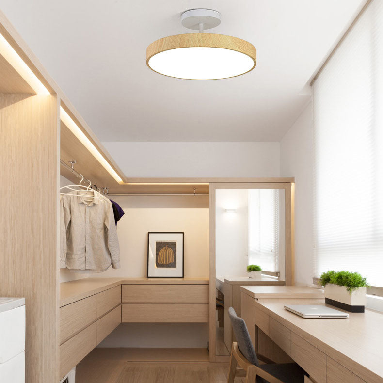 Modern Wood Grain Round LED Ceiling Light