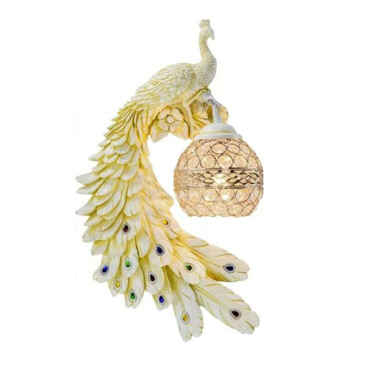 Vintage Peacock Crystal Wall Light