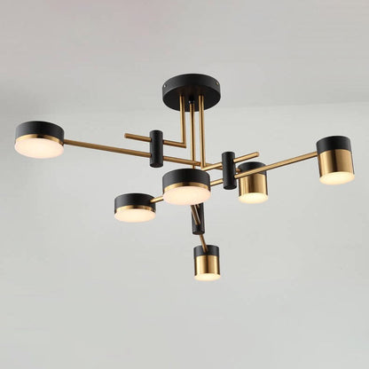 Modern Black Gold Multi-Light Ceiling Fixture