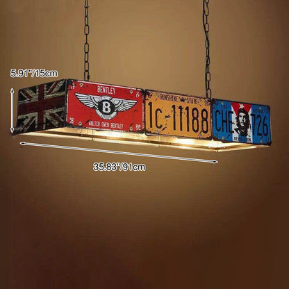 Vintage Industrial License Plate Ceiling Pendant Light