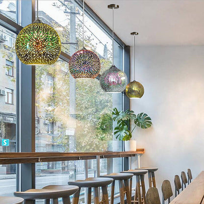 Colorful Firework Glass Globe Pendant Light