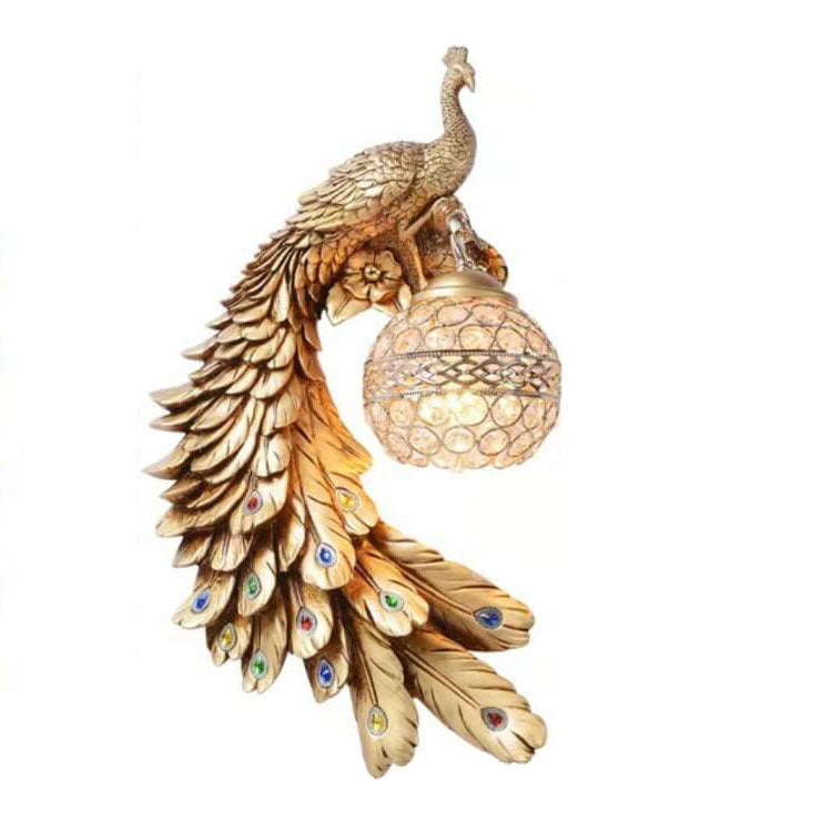 Vintage Peacock Crystal Wall Light