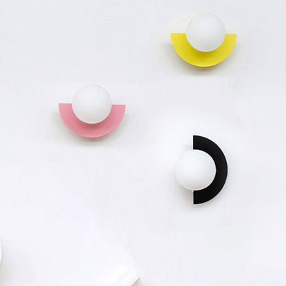 Modern Colorful Globe Wall Lamp with Semi-Circle Accent