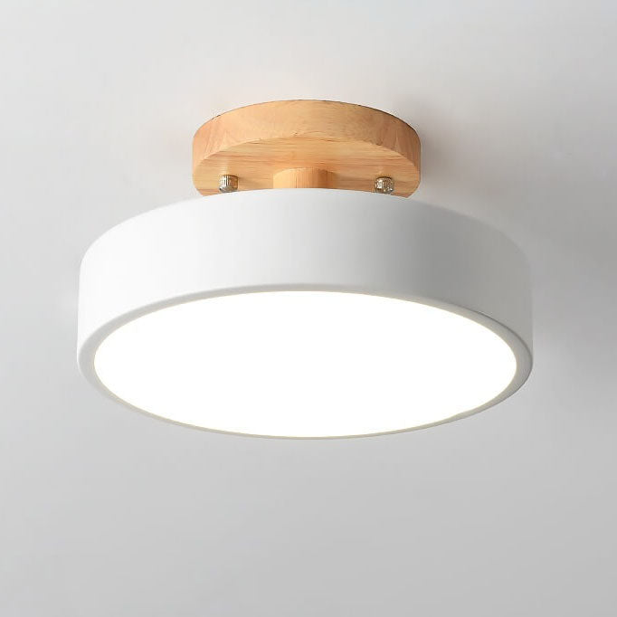 Scandinavian Wood Accent Round Ceiling Light
