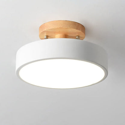 Scandinavian Wood Accent Round Ceiling Light