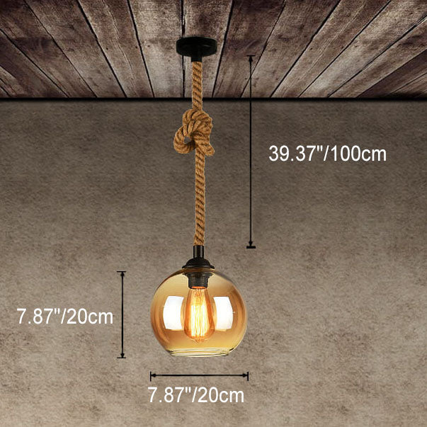 Vintage Rope Glass Globe Pendant Light