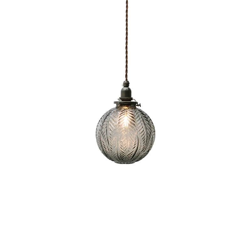 Vintage Leaf Textured Glass Globe Pendant Light
