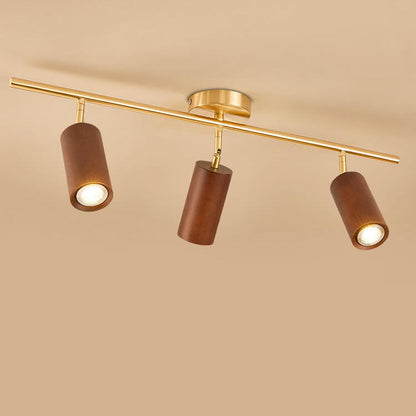 Modern Wood Cylinder Spotlight Ceiling Light