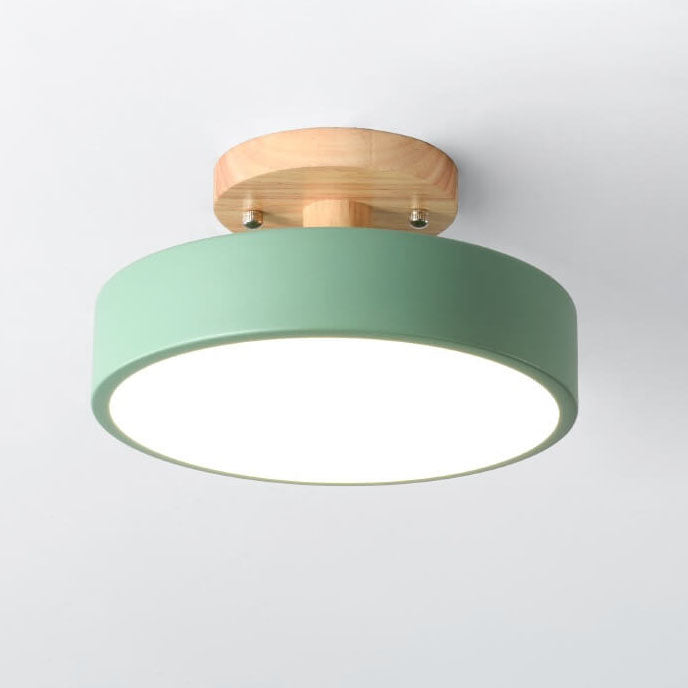 Scandinavian Wood Accent Round Ceiling Light