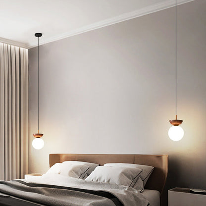 Scandinavian Wood Glass Globe Pendant Light