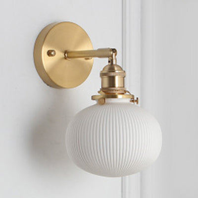 Modern Porcelain Wall Light with Brass Socket