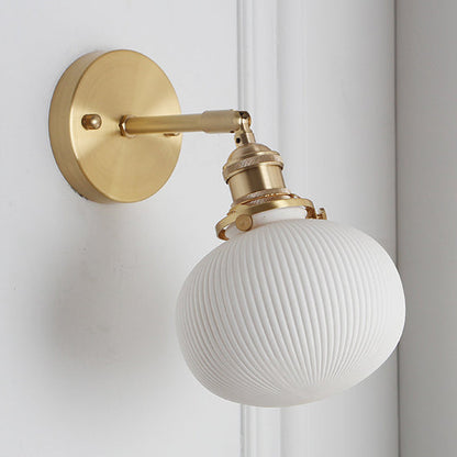 Modern Porcelain Wall Light with Brass Socket