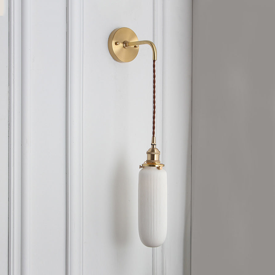 Modern Porcelain Wall Light with Brass Socket
