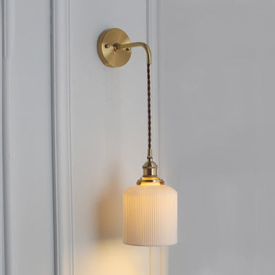 Modern Porcelain Wall Light with Brass Socket