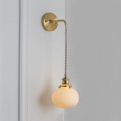 Modern Porcelain Wall Light with Brass Socket
