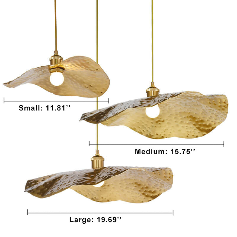 Modern Hammered Brass Leaf Pendant Light