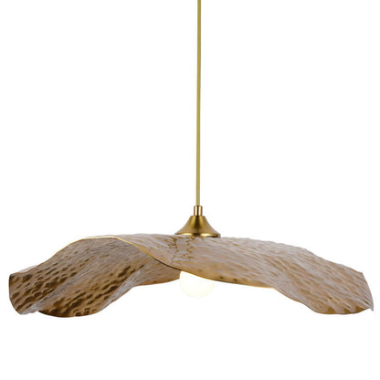 Modern Hammered Brass Leaf Pendant Light