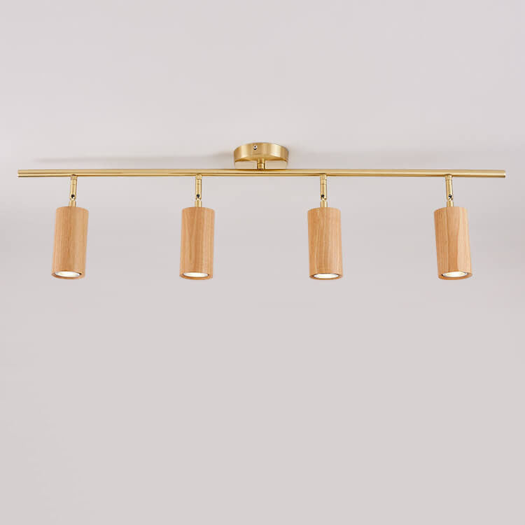 Modern Wood Cylinder Spotlight Ceiling Light