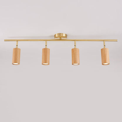 Modern Wood Cylinder Spotlight Ceiling Light