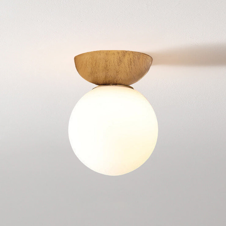 Scandinavian Wood Glass Globe Pendant Light