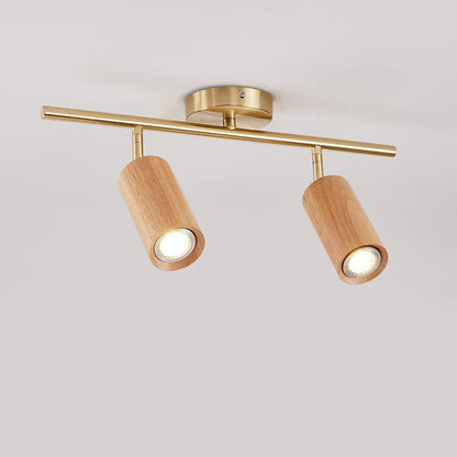 Modern Wood Cylinder Spotlight Ceiling Light