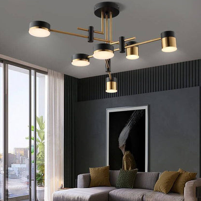 Modern Black Gold Multi-Light Ceiling Fixture