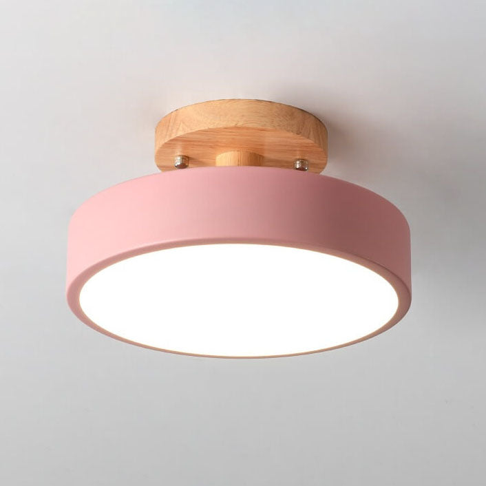 Scandinavian Wood Accent Round Ceiling Light