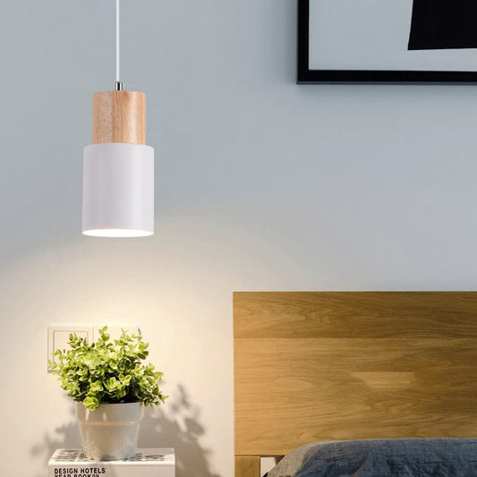Minimalist Wood Cylinder LED Pendant Light