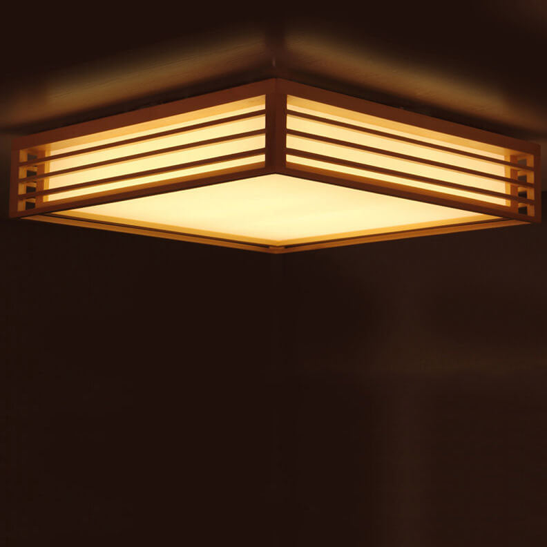 Japanese Style Wooden Frame LED Ceiling Light