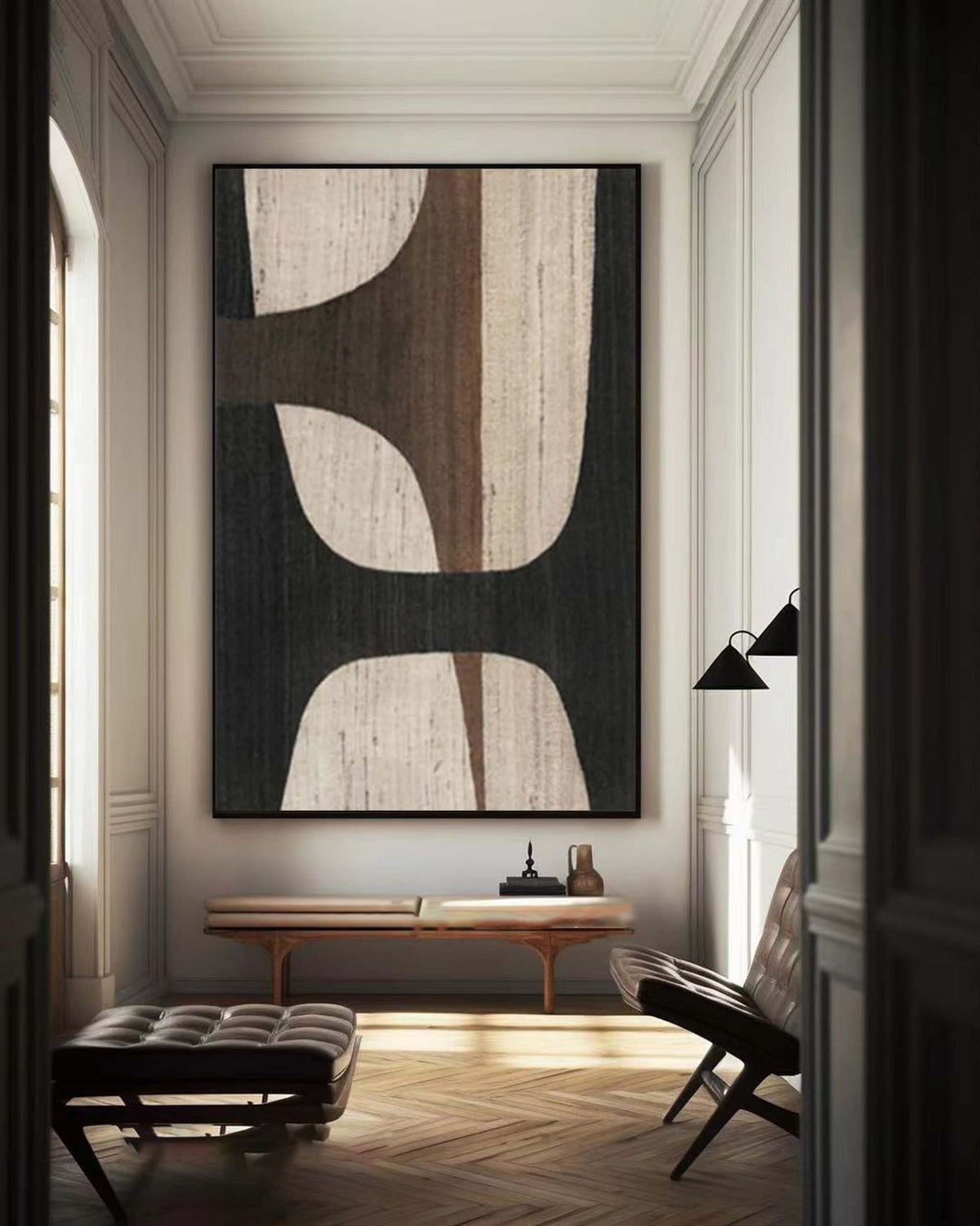 Textured Geometric Canvas Painting