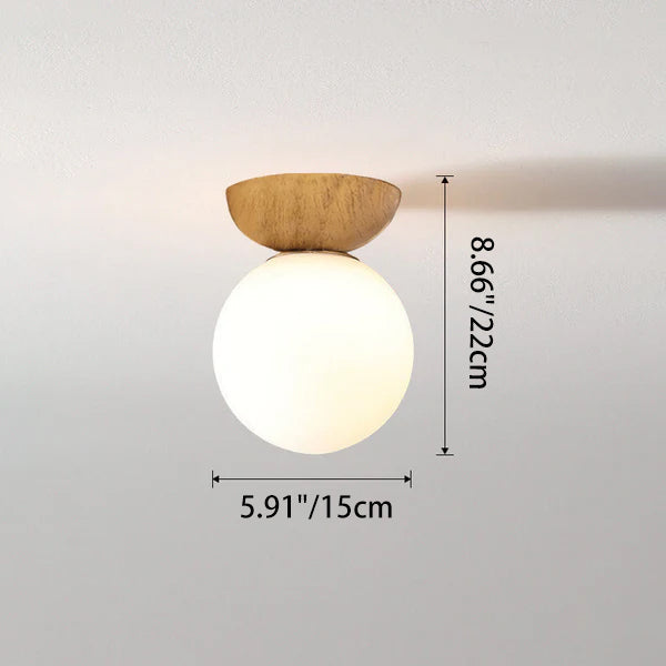 Scandinavian Wood Glass Globe Pendant Light