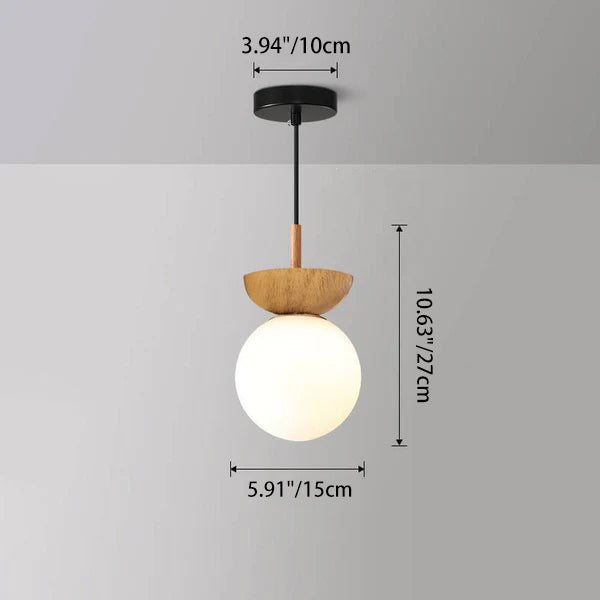 Scandinavian Wood Glass Globe Pendant Light