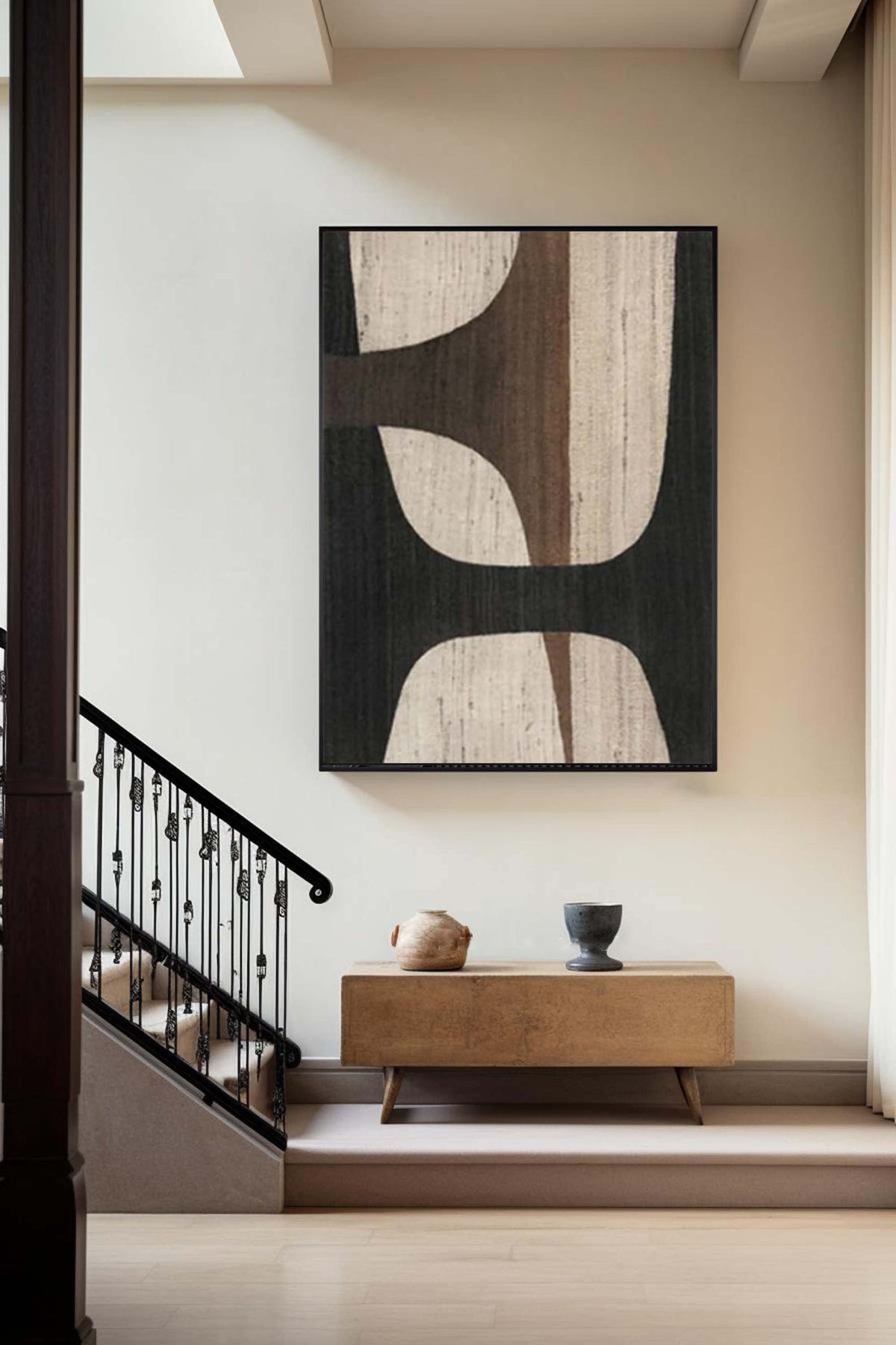 Textured Geometric Canvas Painting