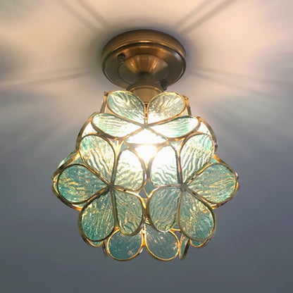 Floral Glass Semi-Flush Ceiling Light