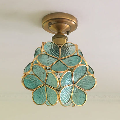 Floral Glass Semi-Flush Ceiling Light