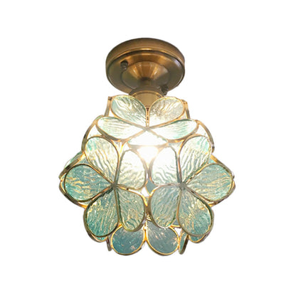 Floral Glass Semi-Flush Ceiling Light