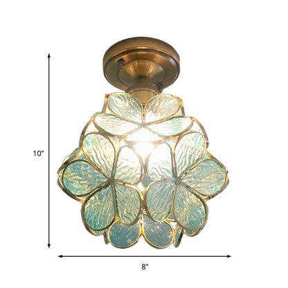 Floral Glass Semi-Flush Ceiling Light