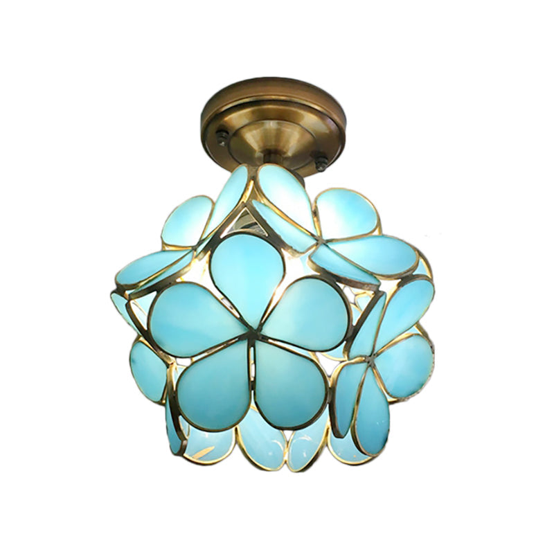 Floral Glass Semi-Flush Ceiling Light
