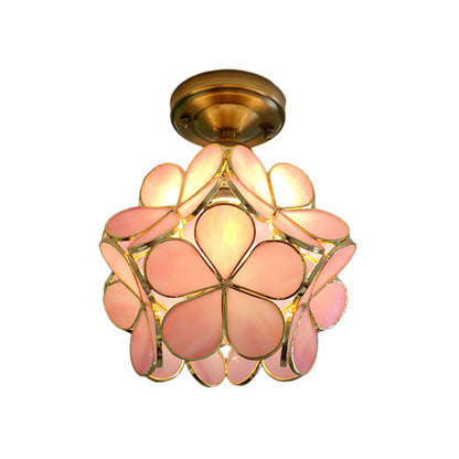 Floral Glass Semi-Flush Ceiling Light