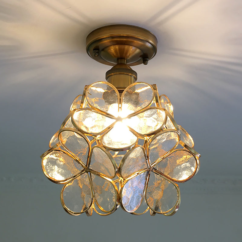 Floral Glass Semi-Flush Ceiling Light