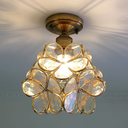 Floral Glass Semi-Flush Ceiling Light