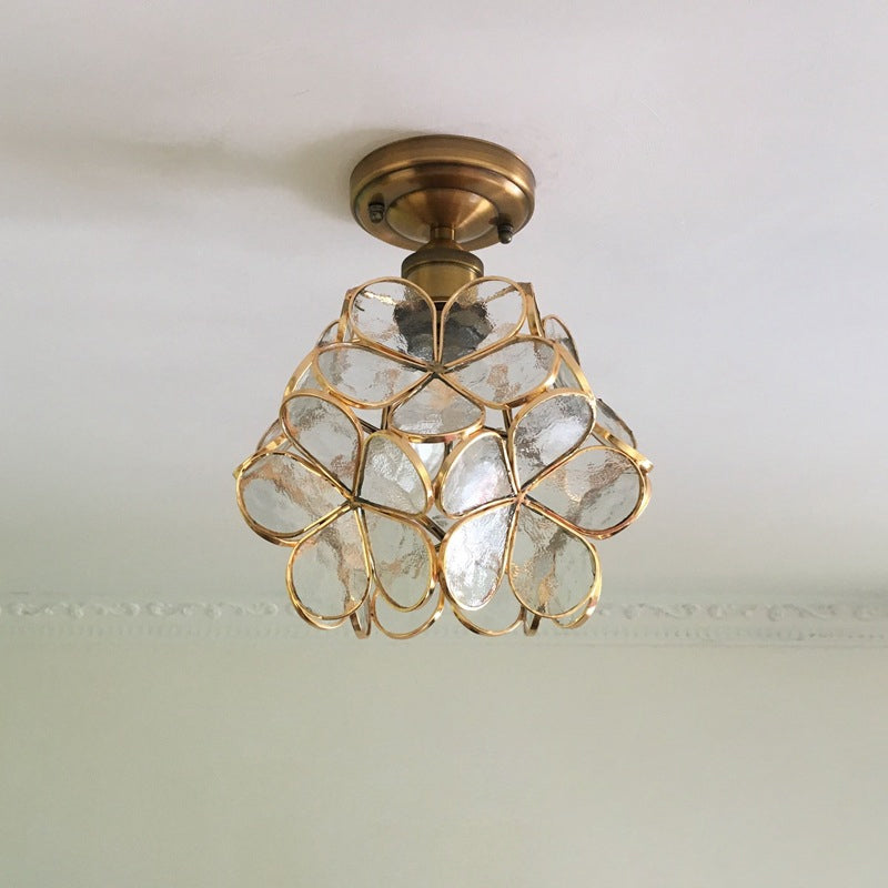 Floral Glass Semi-Flush Ceiling Light