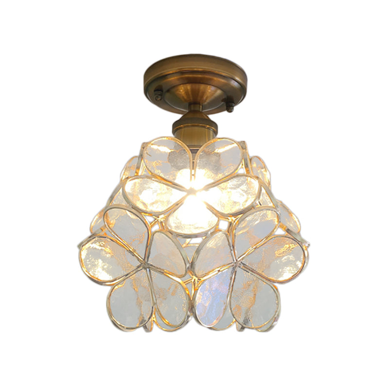 Floral Glass Semi-Flush Ceiling Light