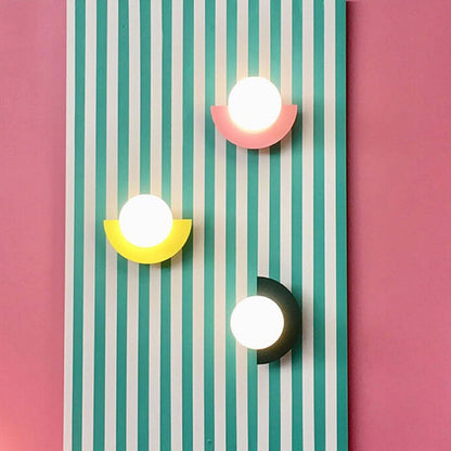 Modern Colorful Globe Wall Lamp with Semi-Circle Accent