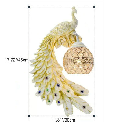 Vintage Peacock Crystal Wall Light