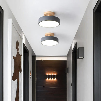 Scandinavian Wood Accent Round Ceiling Light