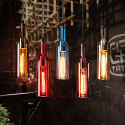 Colorful Glass Bottle Pendant Light